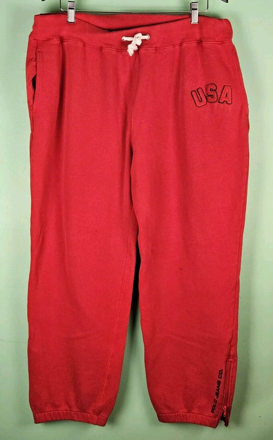 Polo Ralph Lauren Men's Red Sweatpants Drawstring L Large NICE Pockets