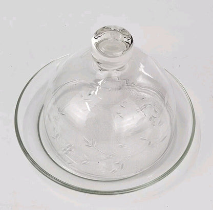 Crystal Etch Cut Butter Dish Princess House Dome Cover Dish