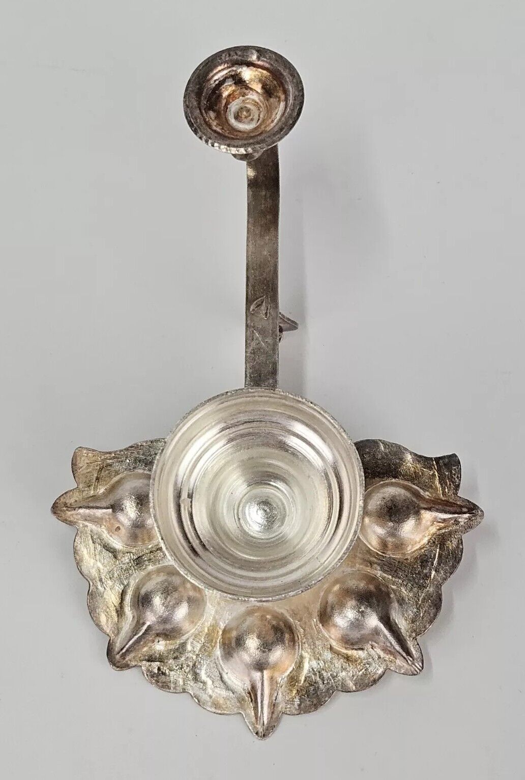 Metal Diya with Handle Antique 6" X 4"