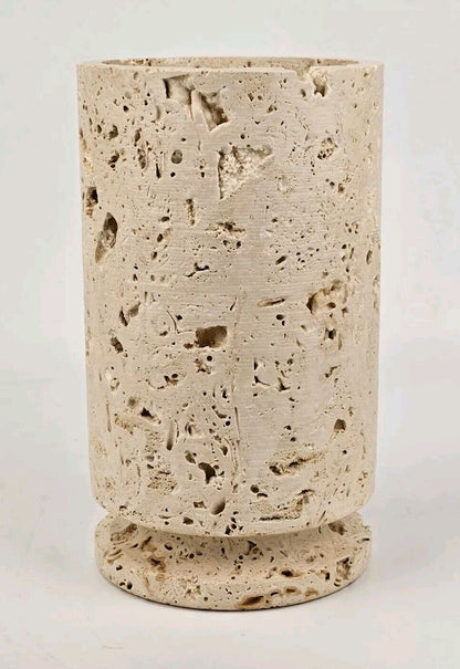 Andres Stone Design 10" Table Vase Natural Travertine Turkish Home Decor