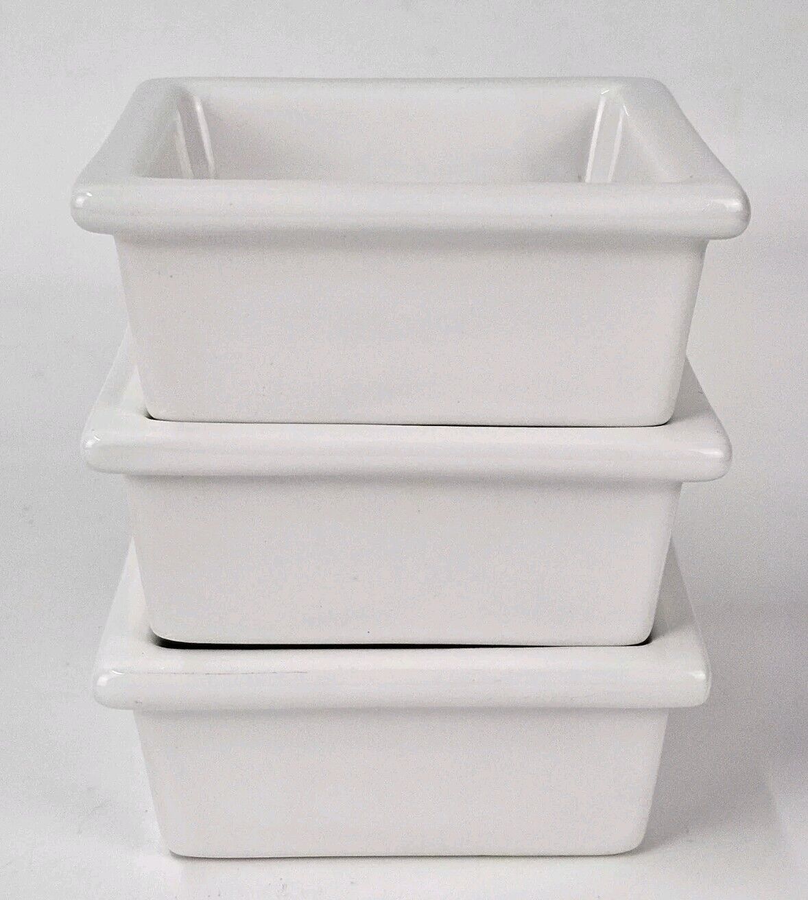 Lot of 3 Food Network WHITE SQUARE Desert Bowls 4" x 2"