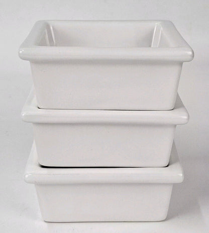 Lot of 3 Food Network WHITE SQUARE Desert Bowls 4" x 2"