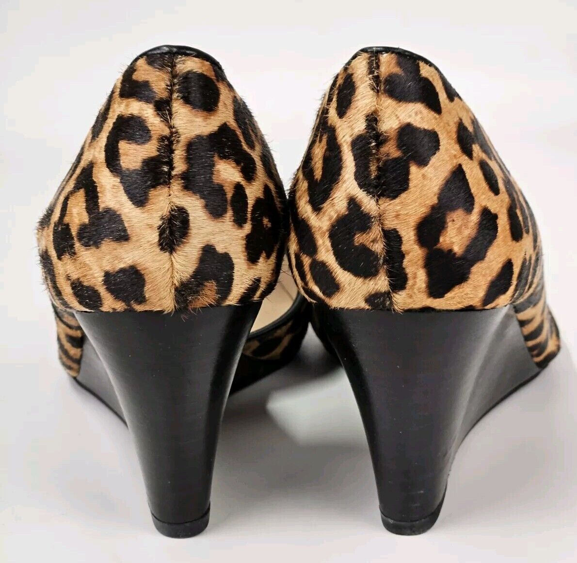 Franco Sarto Felice 2 Wedge Pumps Size 10 Leather Animal Leopard Print