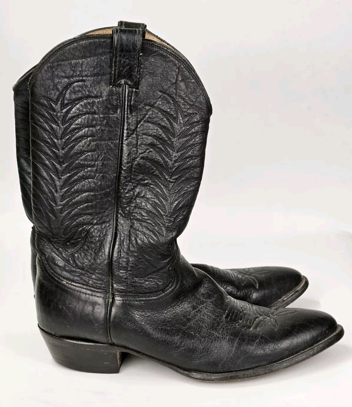 Justin Boots Mens 13 D Black Leather Classic Cowboy Western 1308