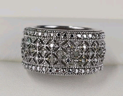 Marcasite Band Ring Real Solid Sterling Silver 925 Size 6