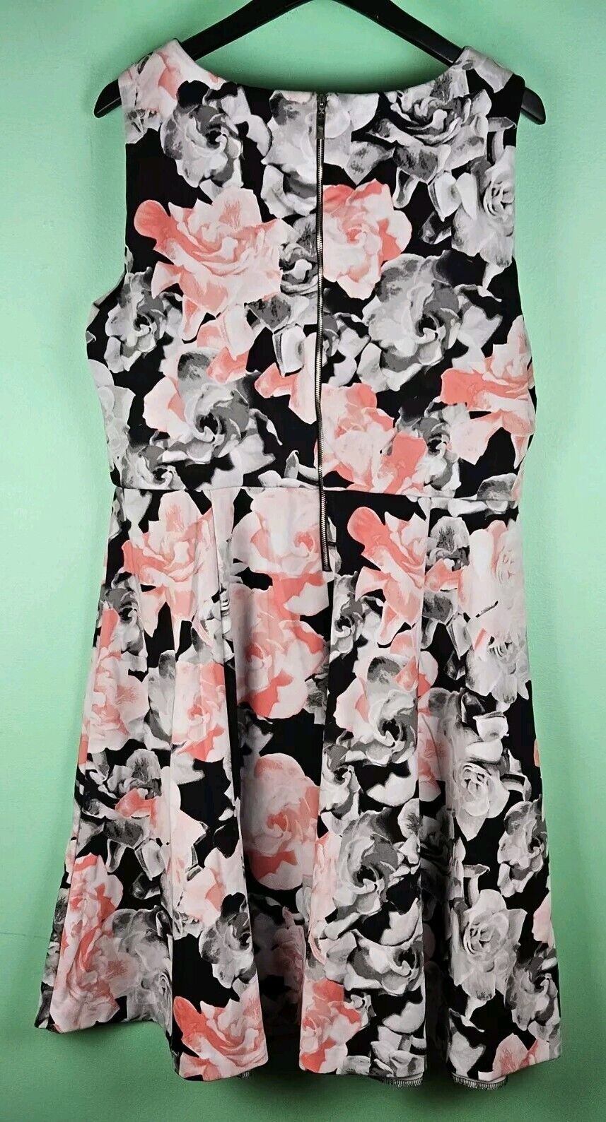 Alfani Floral Sleeveless Dress Womens Fit & Flare Peach Black Gray Size 2X