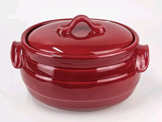 Celebrating Home Stoneware Collection Cranberry 4 qt. Bean Pot or Casserole Dish