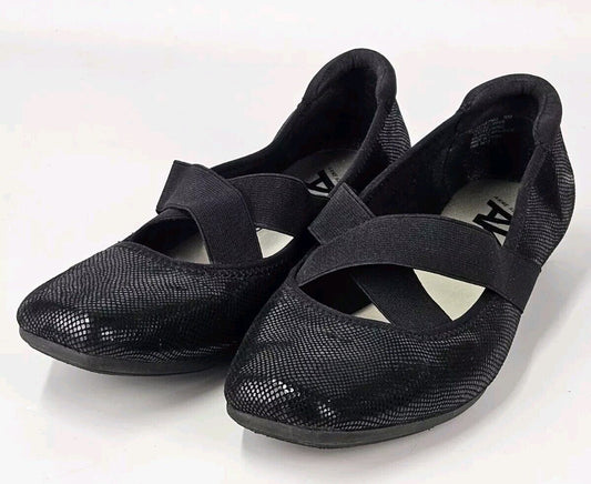 AK Sport Anne Klein Women's Wedge Shoes Black Patent Accent Size 10 M