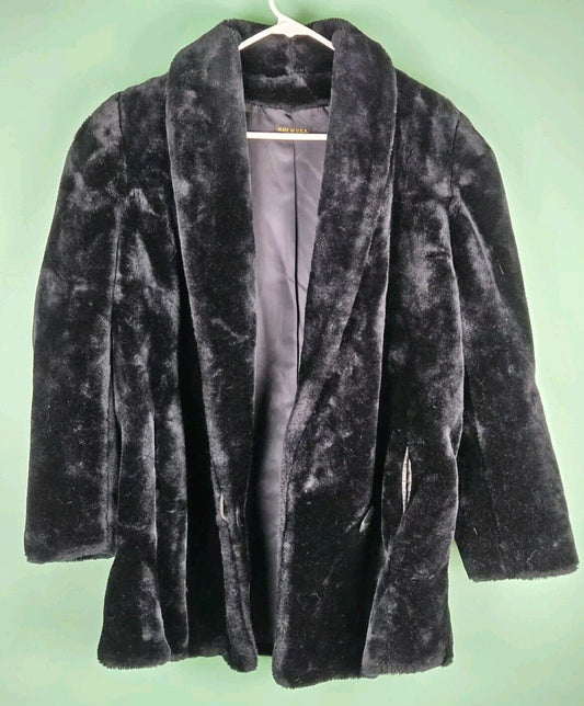 Style VI LTD Women's Faux Black Fur Coat Size 22" Chest