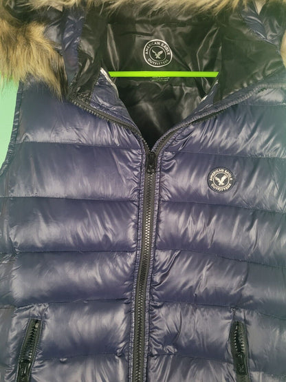 American Eagle Outfitters Women’s Puffer Vest - Navy Blue - Size L - Pre-owned