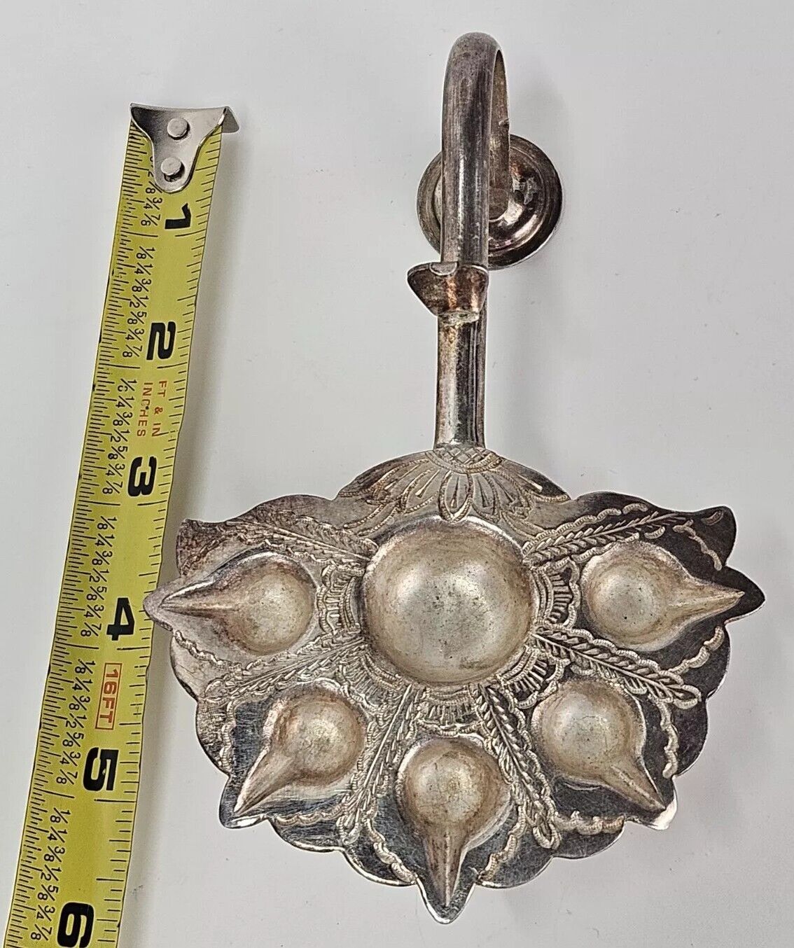 Metal Diya with Handle Antique 6" X 4"