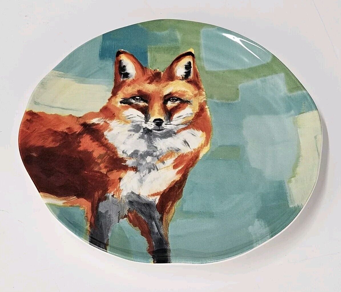 Anthropologie Fox Dessert Plate 8.5” Lauren C Walcott Red Fox Turquoise