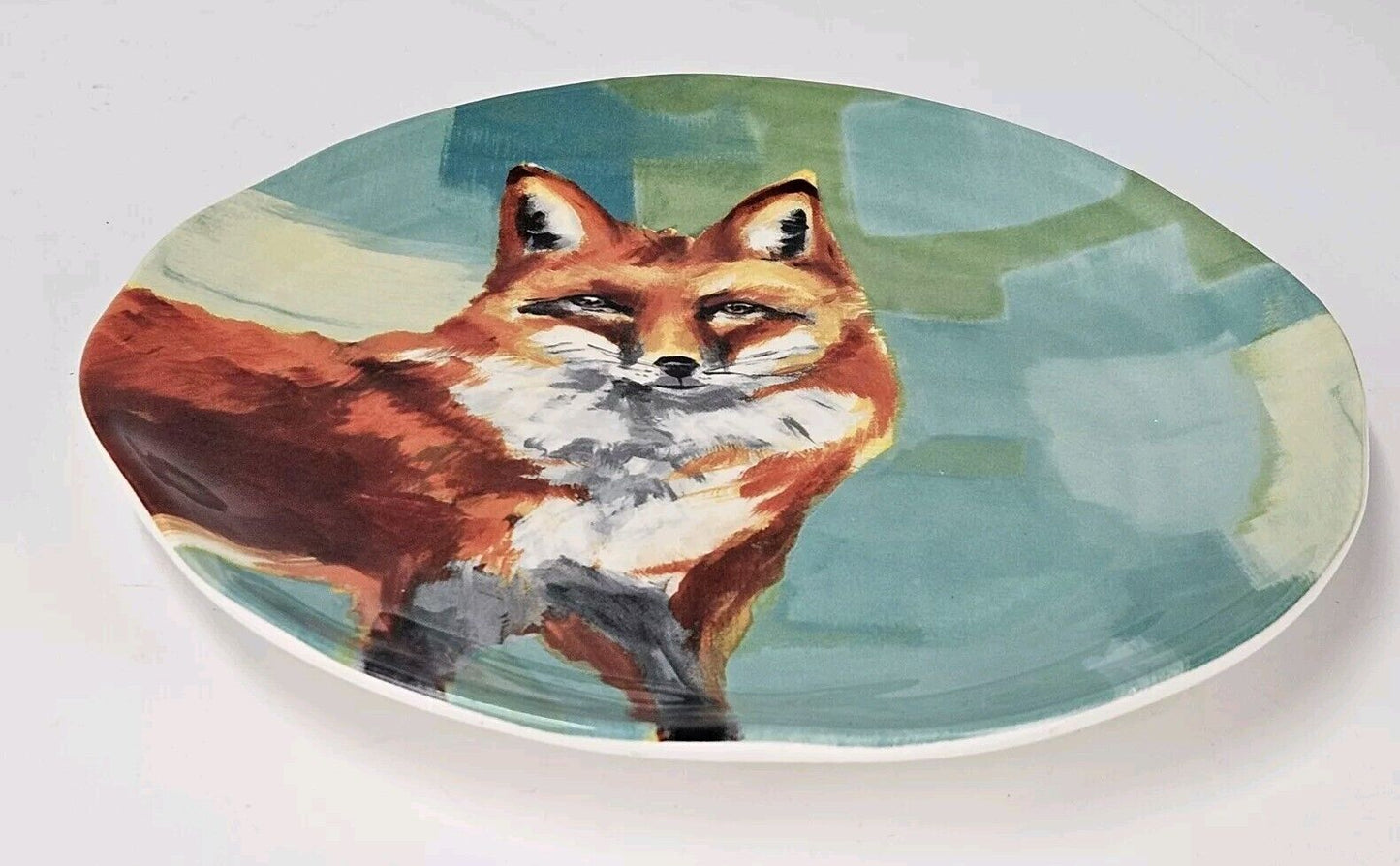 Anthropologie Fox Dessert Plate 8.5” Lauren C Walcott Red Fox Turquoise