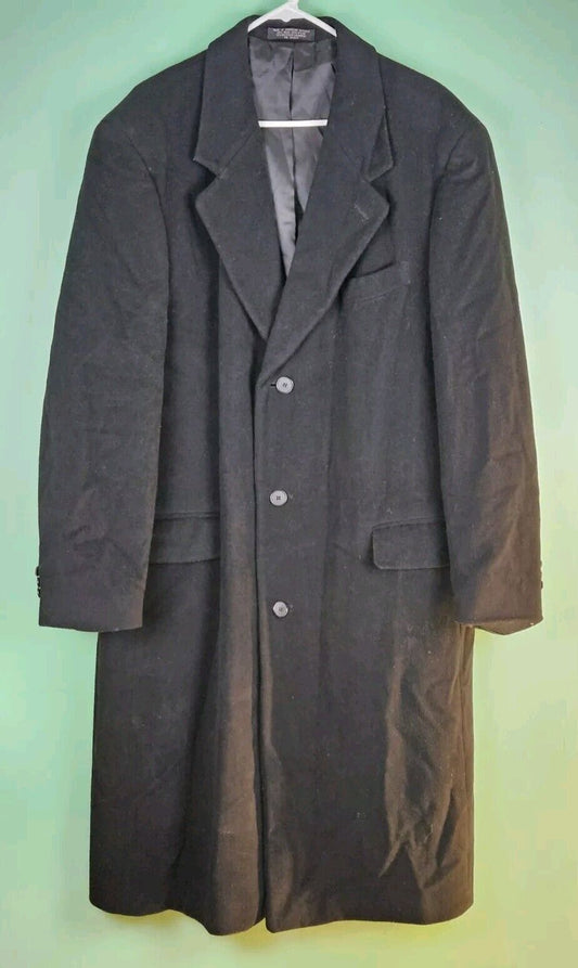 Vintage Evan Picone Long Black Double Breasted 100% Wool Coat made in DR