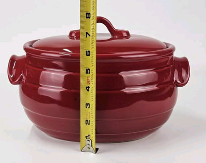 Celebrating Home Stoneware Collection Cranberry 4 qt. Bean Pot or Casserole Dish