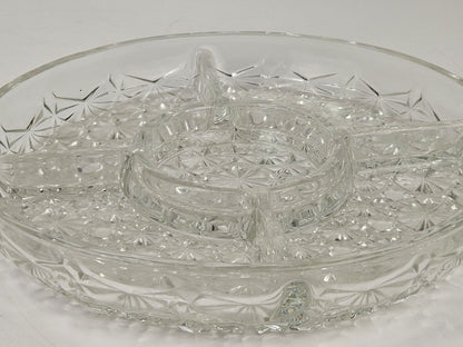 BEAUTIFUL 5 PART RELISH SERVING DISH DAISY & BUTTON CLEAR BY INDIANA GLASS