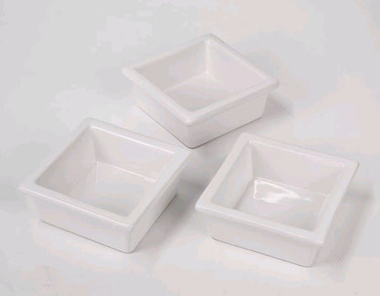 Lot of 3 Food Network WHITE SQUARE Desert Bowls 4" x 2"