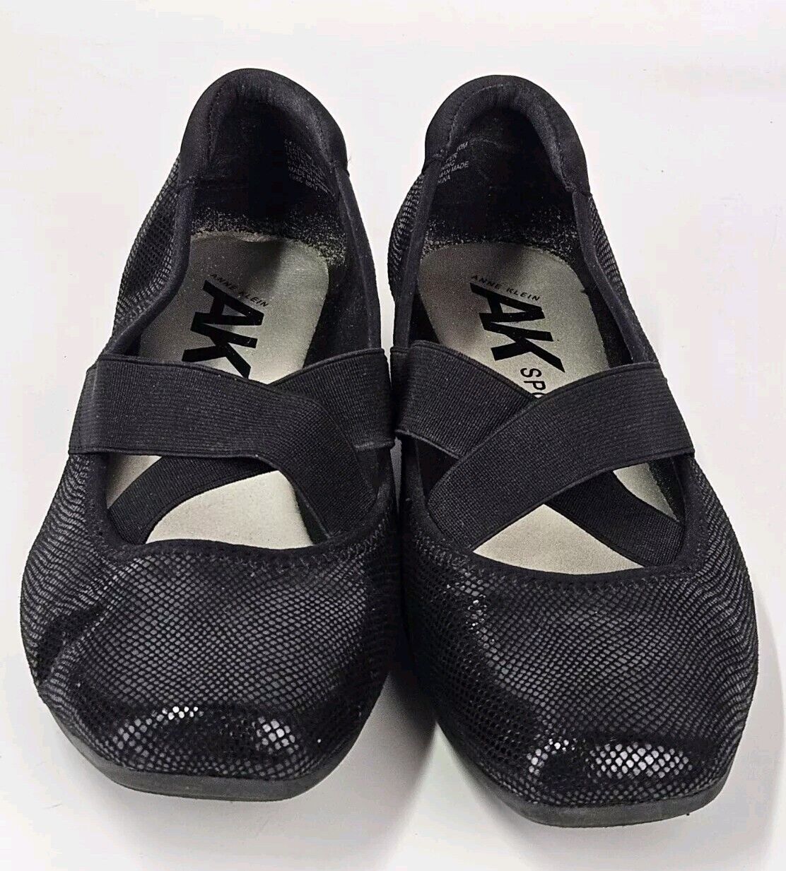 AK Sport Anne Klein Women's Wedge Shoes Black Patent Accent Size 10 M