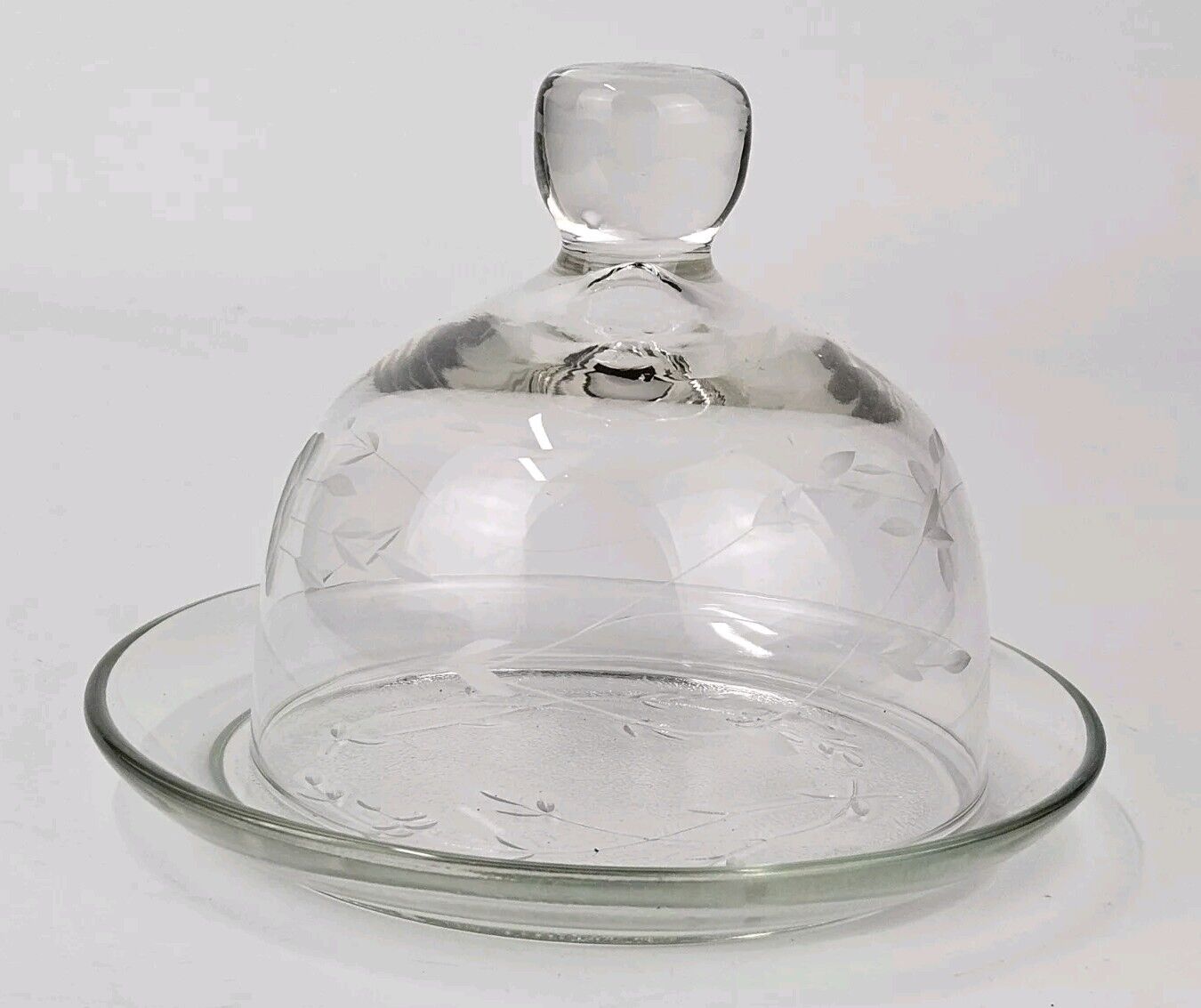 Crystal Etch Cut Butter Dish Princess House Dome Cover Dish