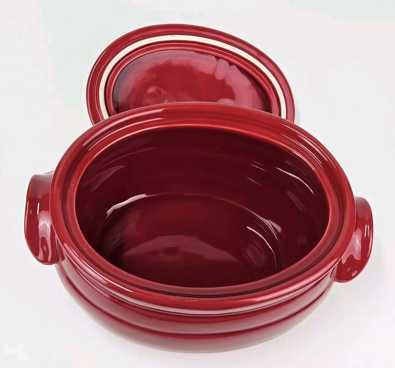 Celebrating Home Stoneware Collection Cranberry 4 qt. Bean Pot or Casserole Dish