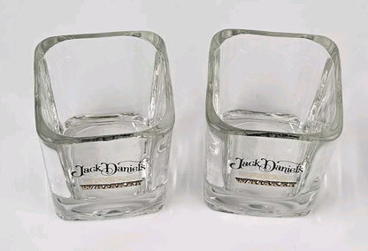 JACK DANIELS OLD No7 BRAND Square Whiskey Tumblers Glasses Embossed Set Of  2