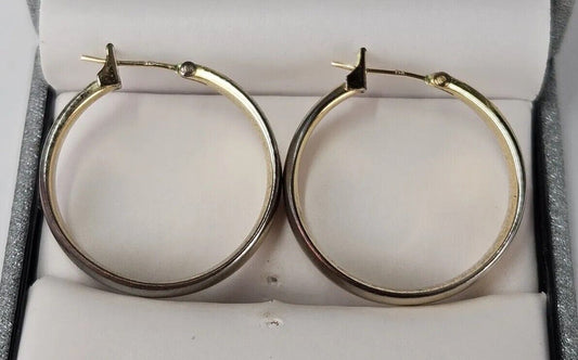 14k Yellow Gold Round Tube Hoop Earrings 6.5g