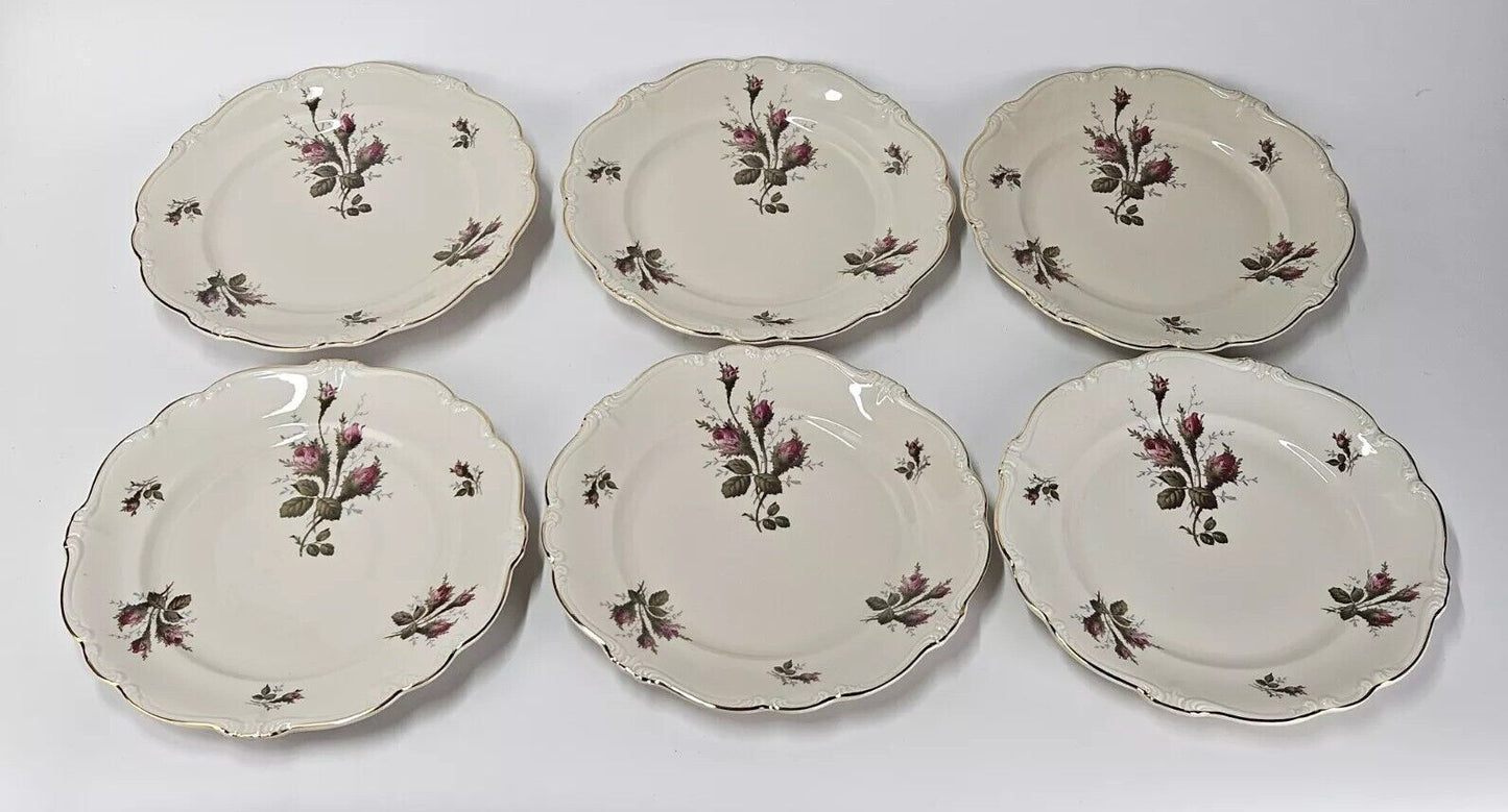 Rosenthal Moss Rose Pompadour Luncheon And Dinner Plate 16pc Set Vintage 1950's