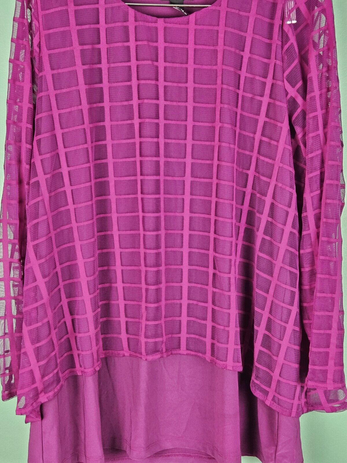 Alfani Purple Sheer Lace Tunic Over Layered Blouse Top Size 2xl