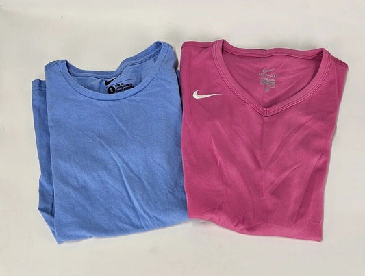 Nike Dri-Fit Shirt Womens Small  Short Sleeve Pink Fitted Stretch And Slim Lot