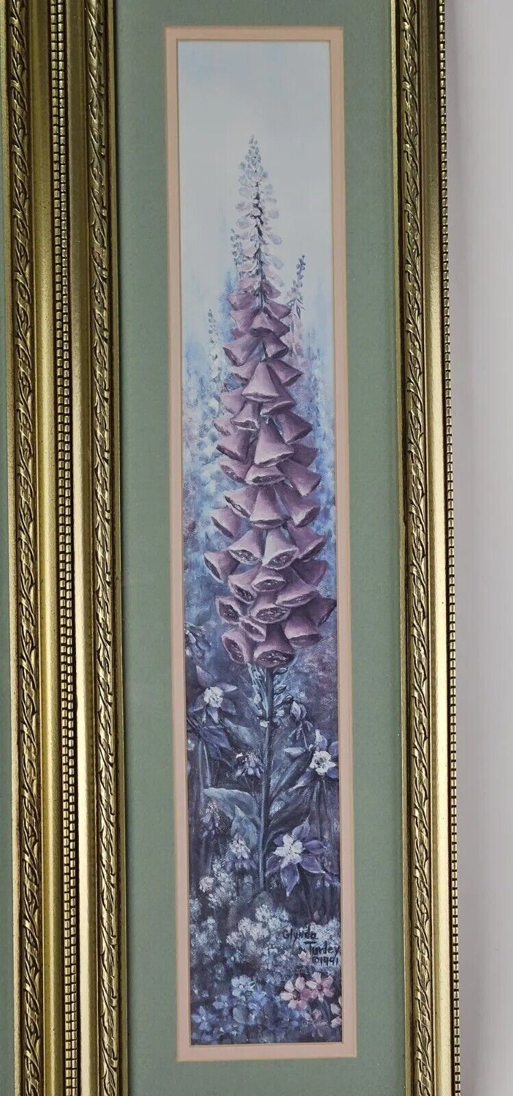 1991 Vintage Glynda Turley Print-Blue Flowers  Signed Framed Lot