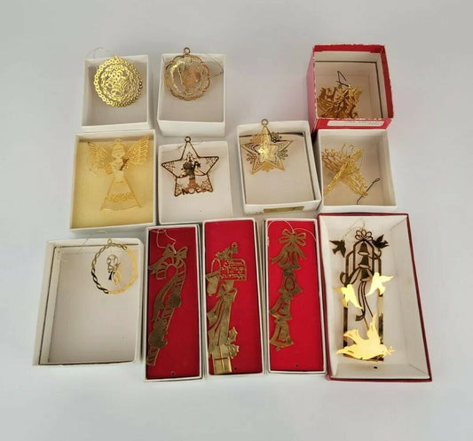 Tammytrims 24K Gold Finish Christmas Ornaments in Box Lot