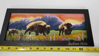 Jackson Hole souvenir buffalo Stained Glass picture