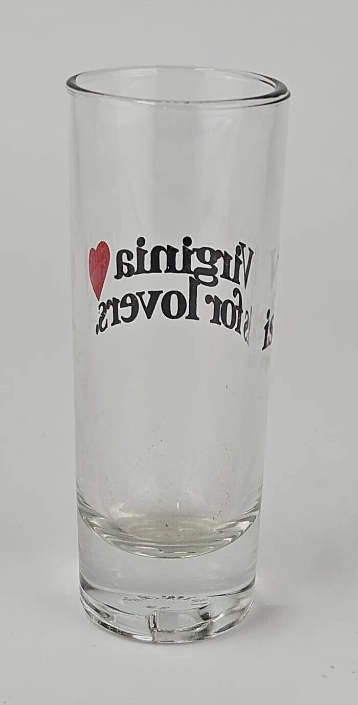 Collectible Souvenir "Virginia is for Lovers" 4" Tall Clear Shot Glass Bar Decor