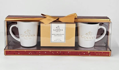 Godiva Hot Chocolate Gift Set, Includes Two Matte White Ceramic Mugs