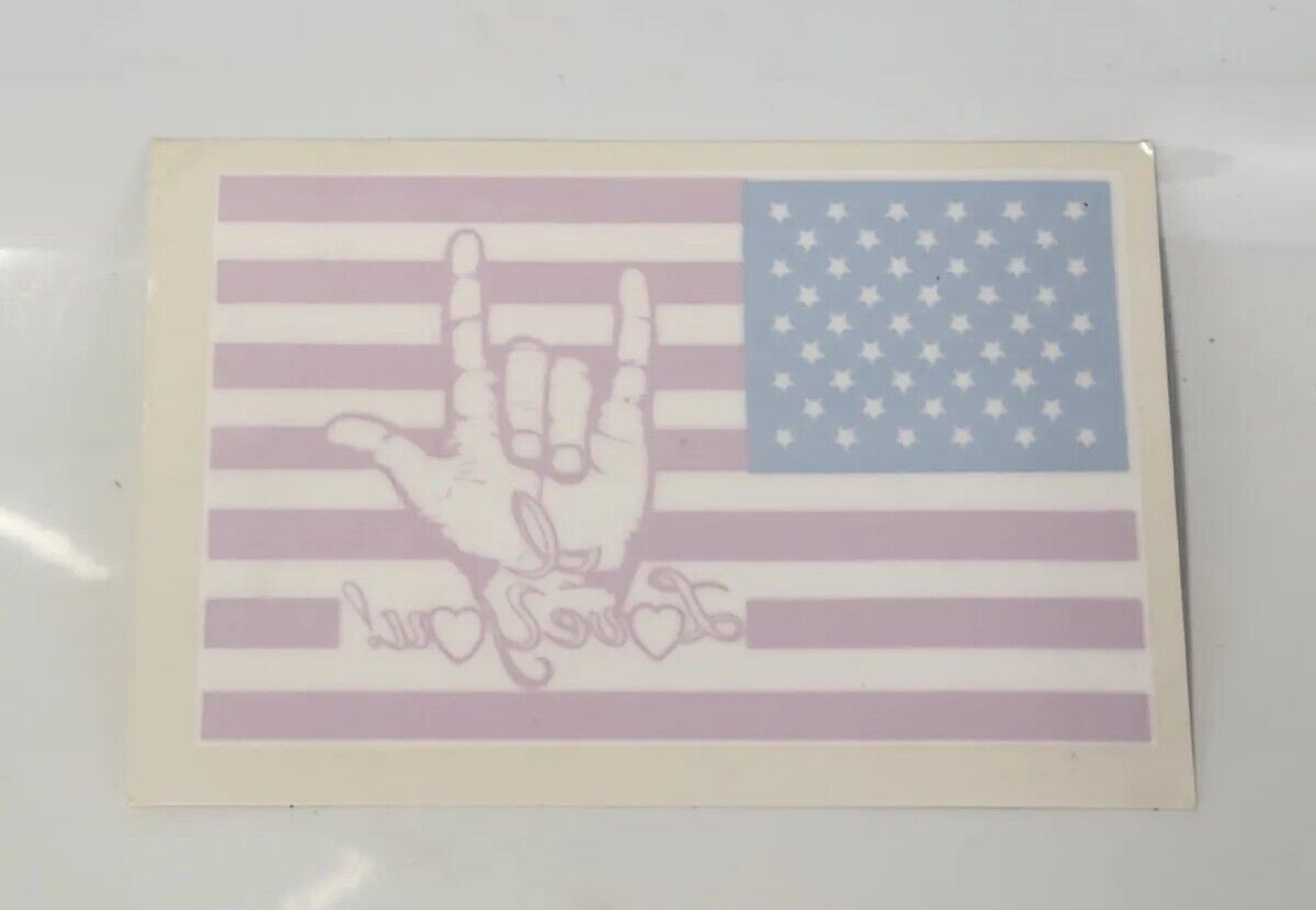 I Love You Sign Language Sticker American Flag Deaf Static Cling