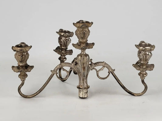 Vintage, silver plate, 3 arm, ornate, candelabra replacement top part