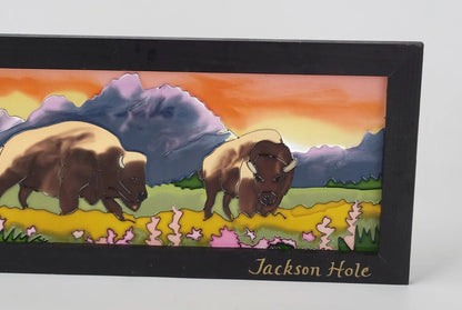 Jackson Hole souvenir buffalo Stained Glass picture