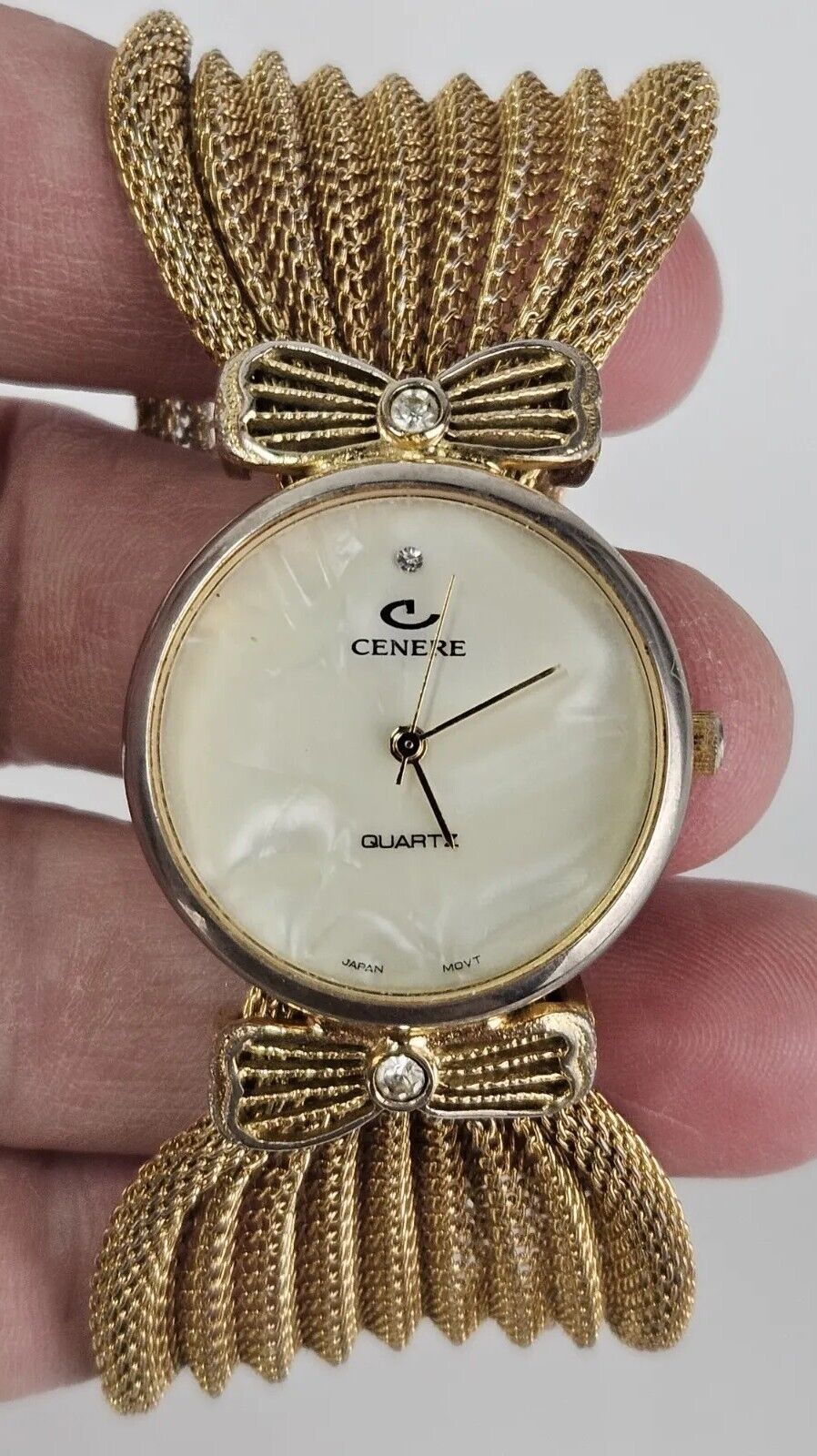 Cenere Marcasite Jeweled Ladies Gold Tone Quartz Wrist Watch