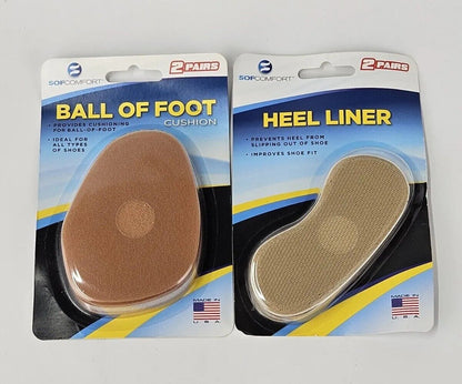 Ball of Foot/Heel Comfort Cushion Comfort One Package Containing 2 Pairs New