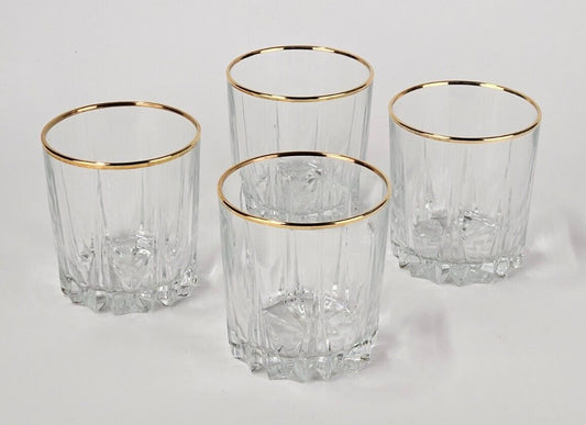 Set of 4 Cut Crystal 10 oz. Double Old Fashioned Glasses - Criss Cross Design