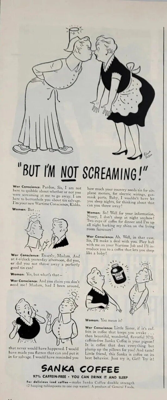 1944 Sanka Coffee Life Magazine Print Ad