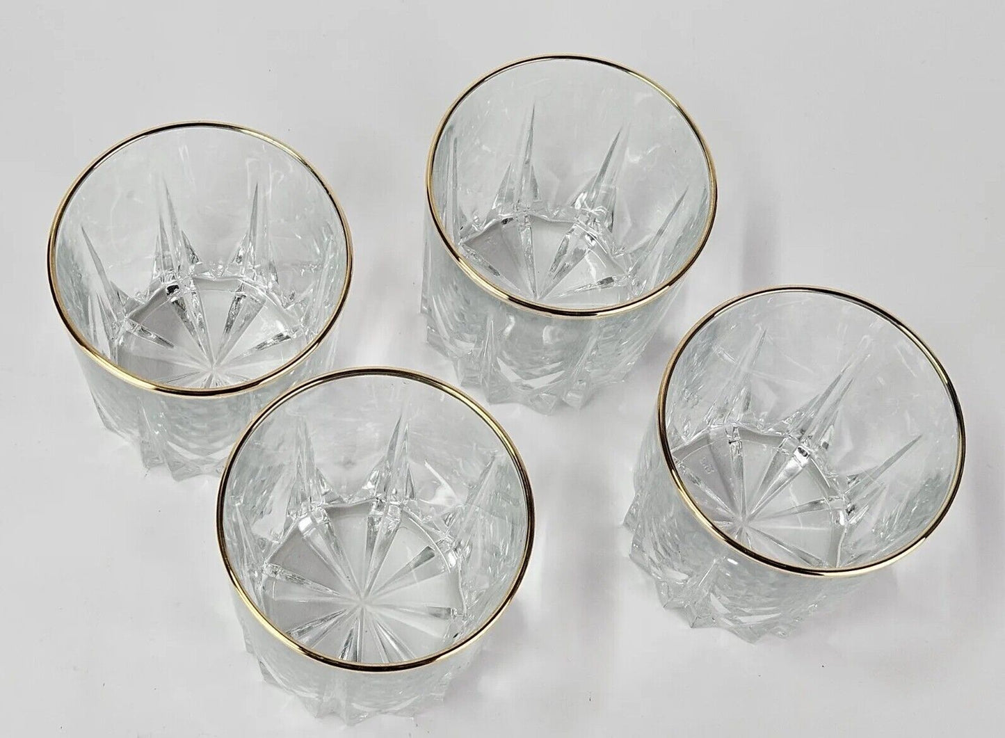 Set of 4 Cut Crystal 10 oz. Double Old Fashioned Glasses - Criss Cross Design