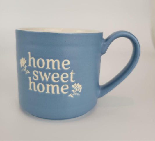 Threshold Stoneware Mug Blue White "Home Sweet Home"