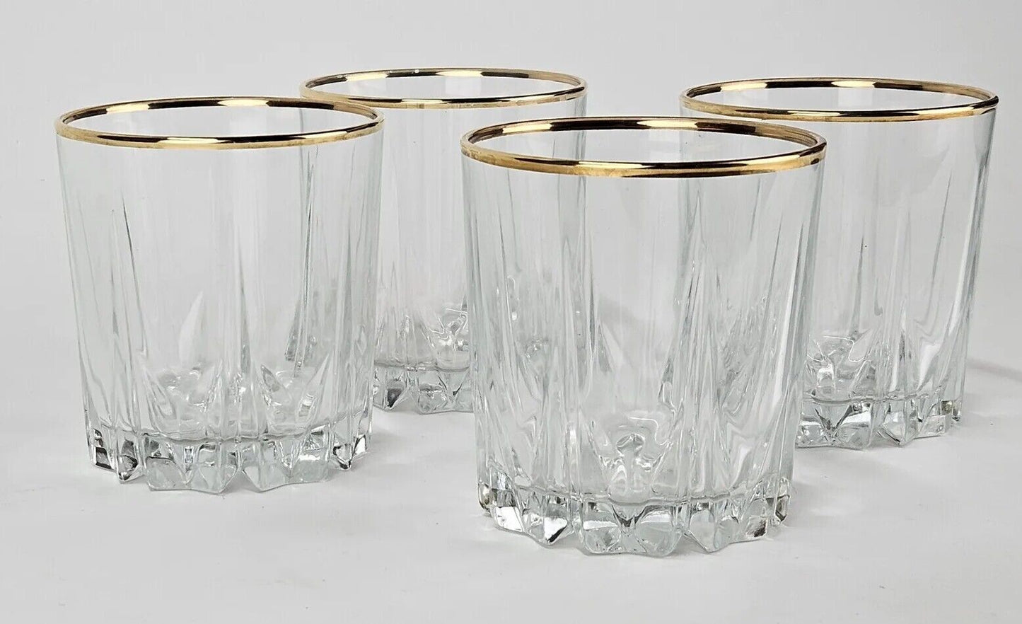 Set of 4 Cut Crystal 10 oz. Double Old Fashioned Glasses - Criss Cross Design