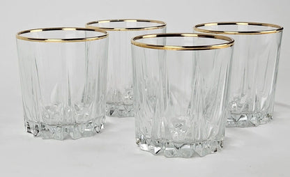 Set of 4 Cut Crystal 10 oz. Double Old Fashioned Glasses - Criss Cross Design