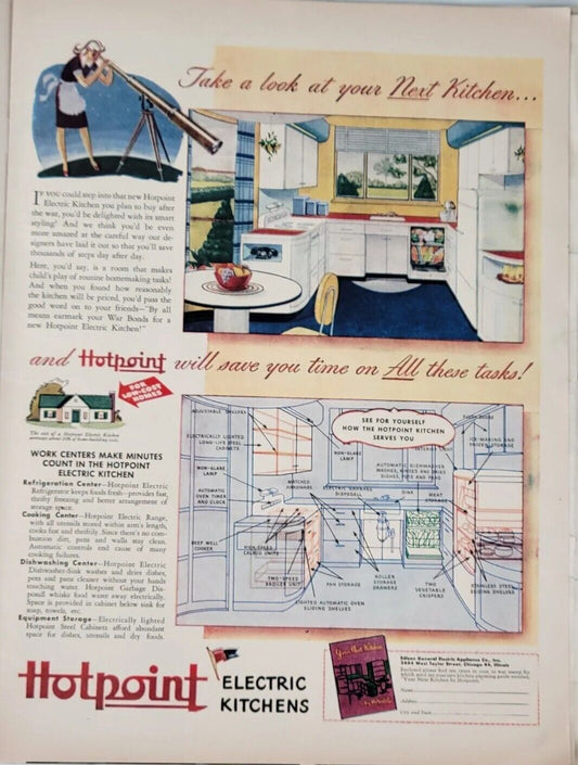 Hotpoint Appliances Vintage 1944 Print Ad Ephemera Wall Art Decor Look Like This