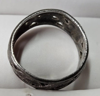 Victorian Sterling Love Band Open Style Ring Size 6