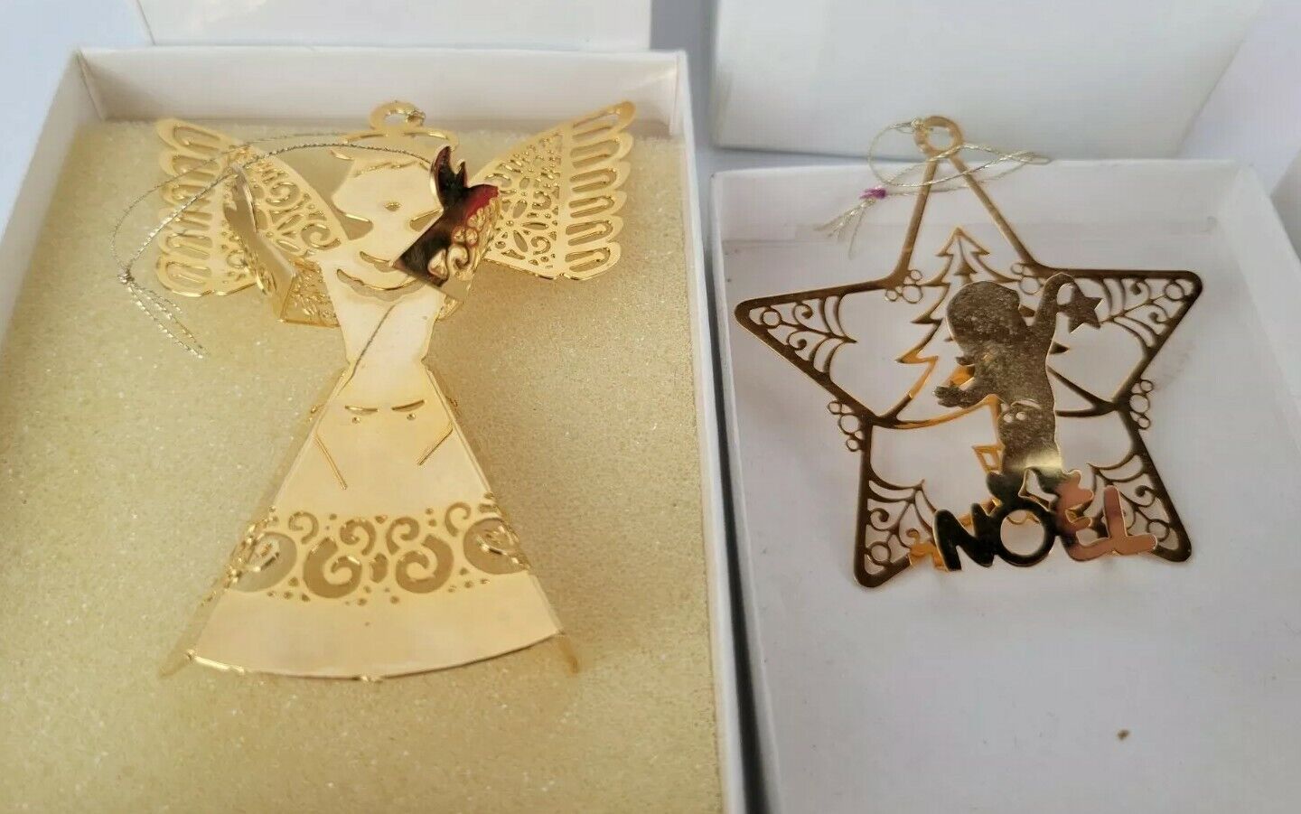 Tammytrims 24K Gold Finish Christmas Ornaments in Box Lot