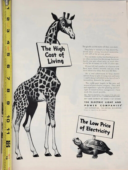 ELECTRIC LIGHT & POWER COMPANIES 1944 VINTAGE ADVERTISING LIFE MAGAZINE PAGE