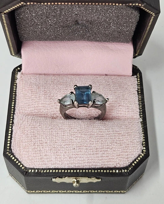 ADI Sterling Silver .925 Aquamarine Blue Topaz Ring Size 5